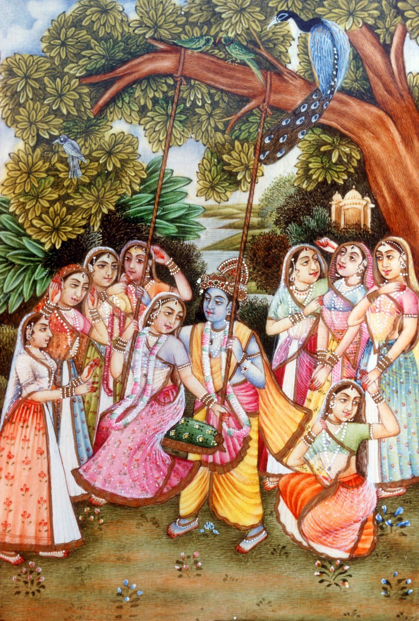 Miniaturní obrazy Rádhá Krišna od School Indian