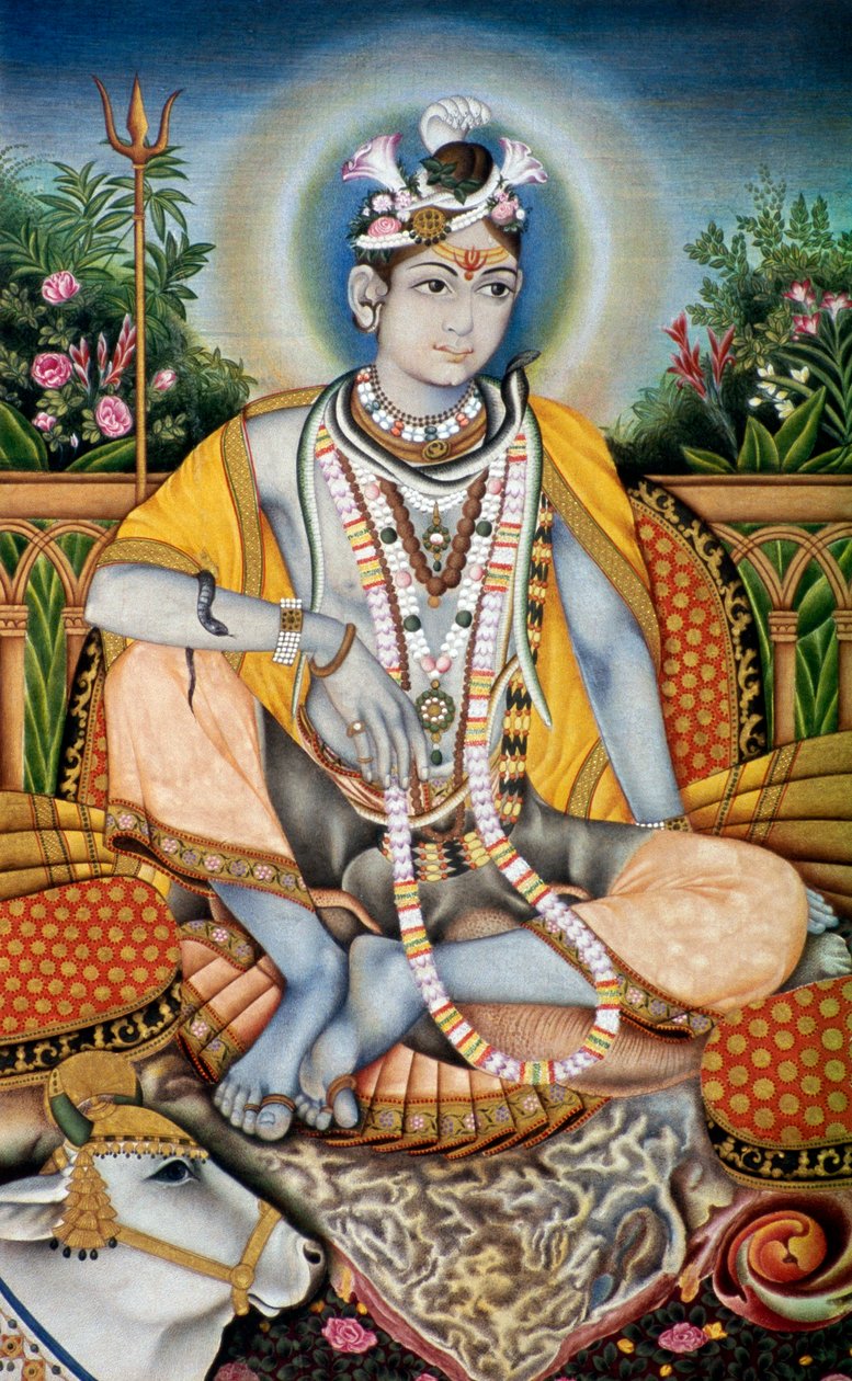 Rajrajeswer (Lord Shiva Shanker) Miniatura malba na papíře od School Indian
