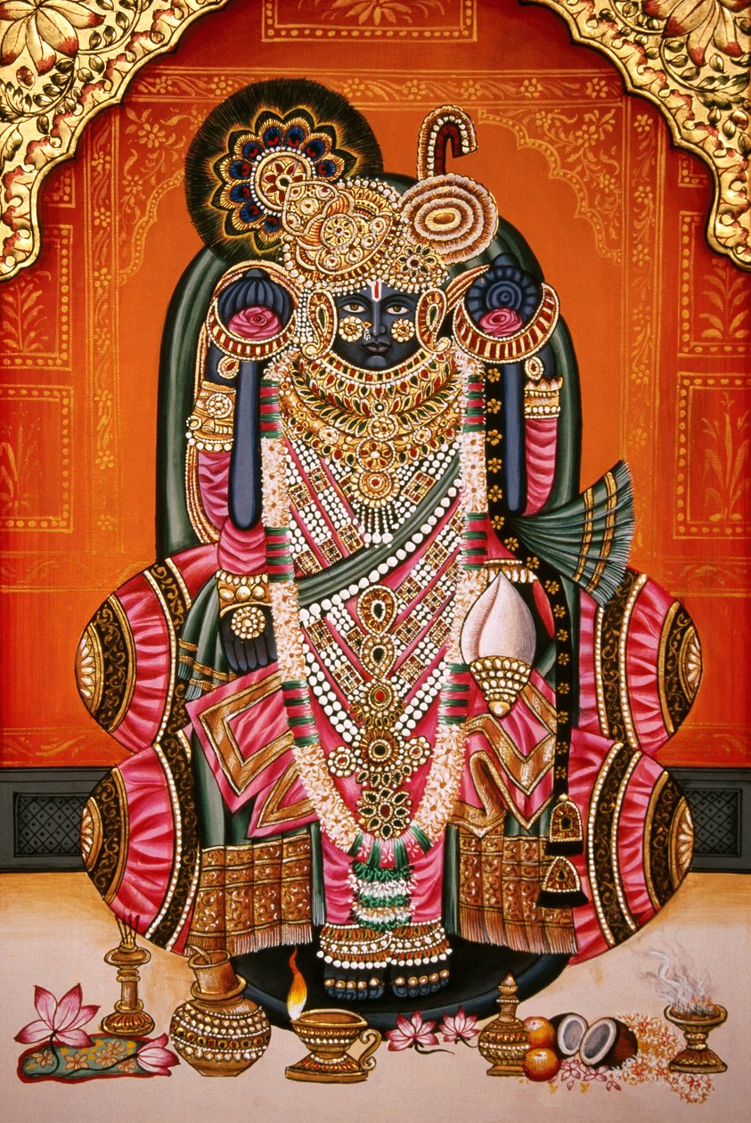 Šrí Bankey Bihari Miniature Painting, Vrindavan, Mathura, Indie od School Indian