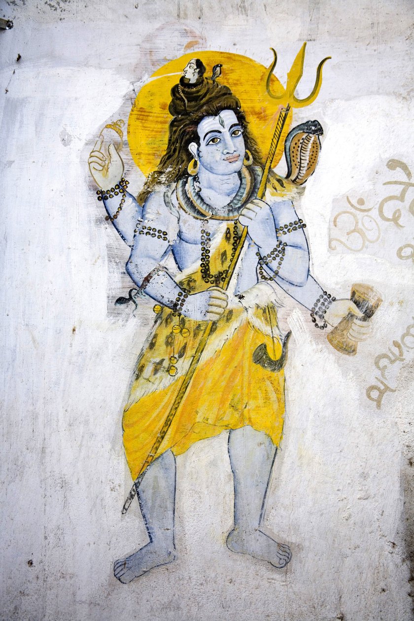 Bůh Šiva s trišulou (freska) od School Indian