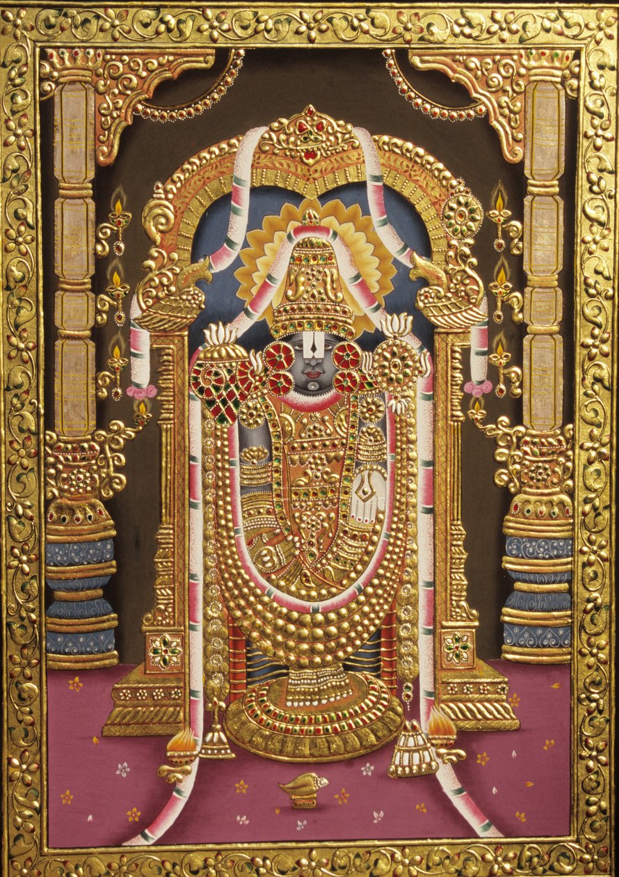 Tirupati Balaji Zlatý reliéf Indie Asie od School Indian