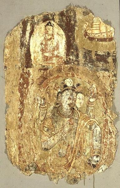 Trimurti Siva, Balawaste, 7.-8. století (nástěnná malba) od School Indian