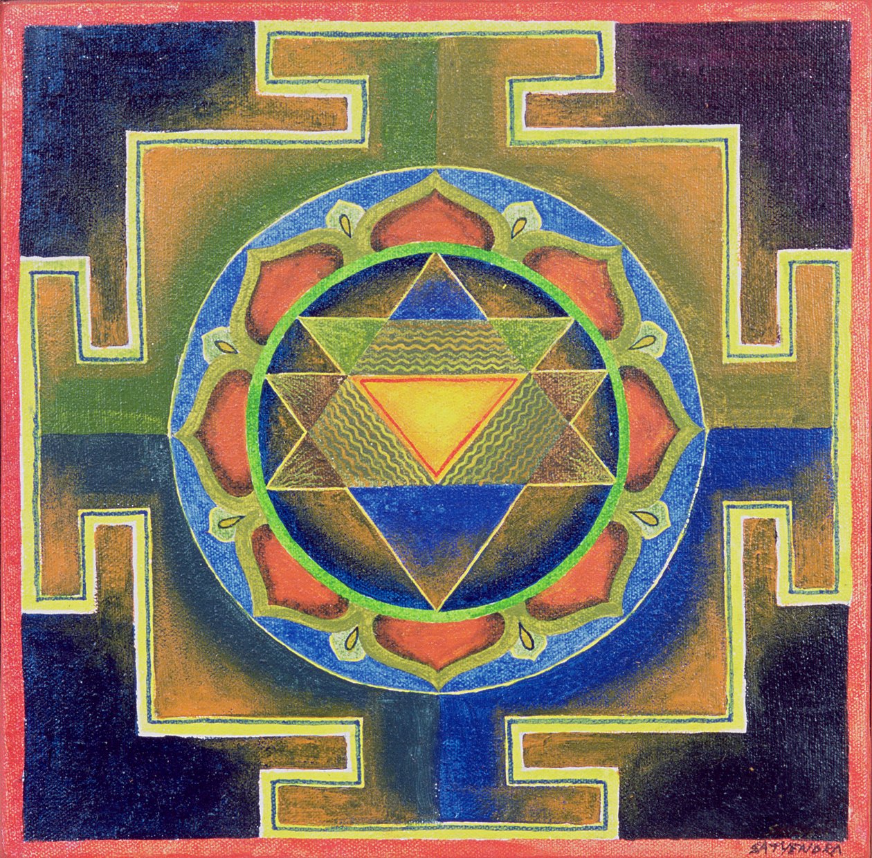 Malba Yantra (pigment na desce) od School Indian