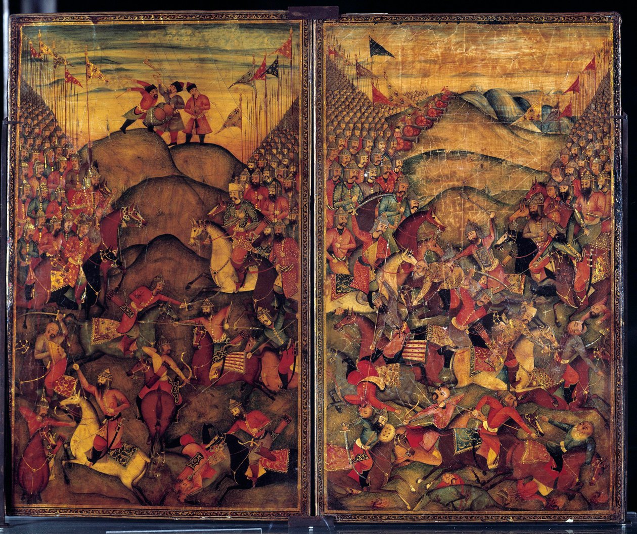 Bitevní scéna. Malba 17. století indoíránského původu. Muzeum dekorativního umění, Paříž od School Iranian