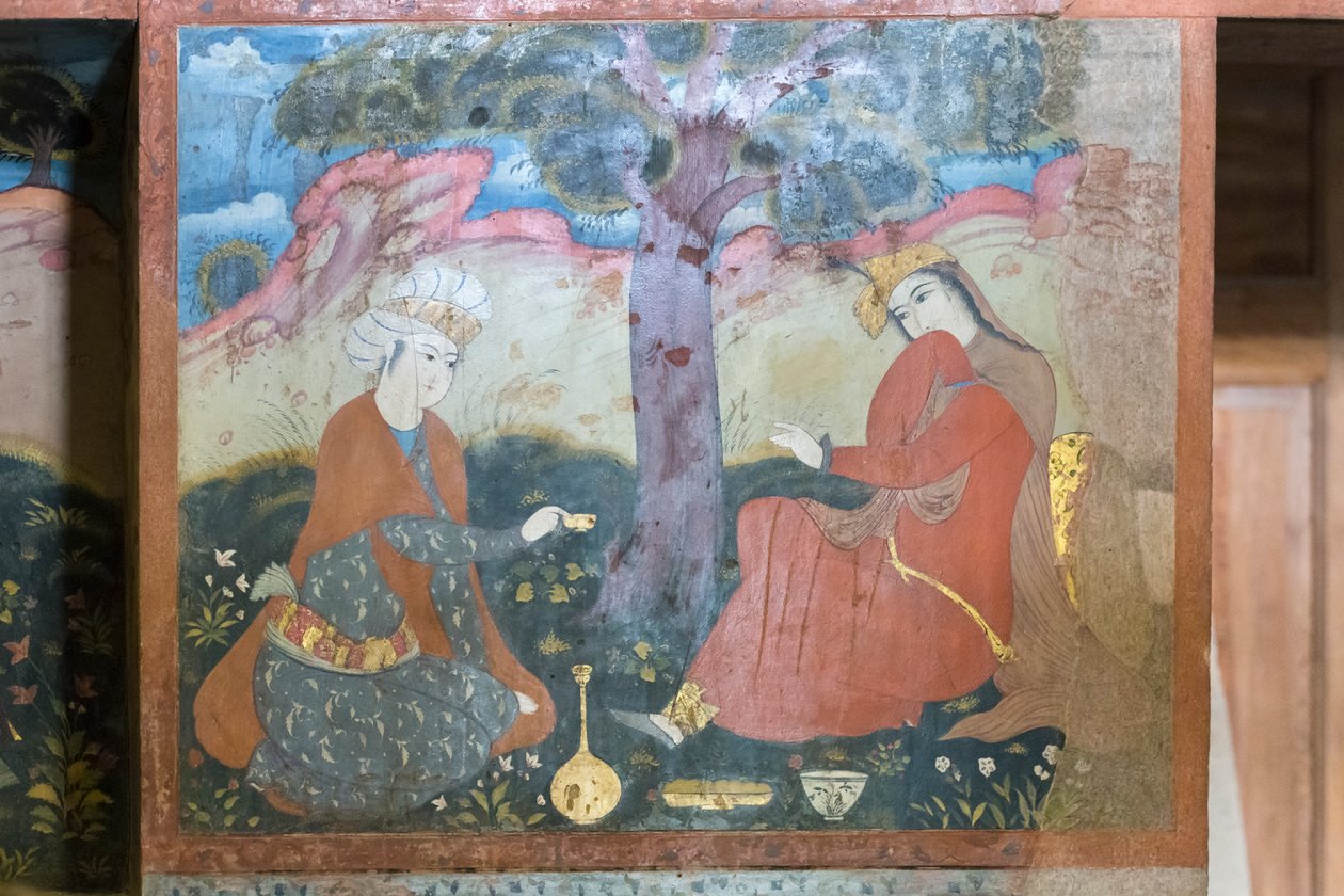 Čerstvé v paláci Chehel Sotoun, Esfahan, Írán od School Iranian