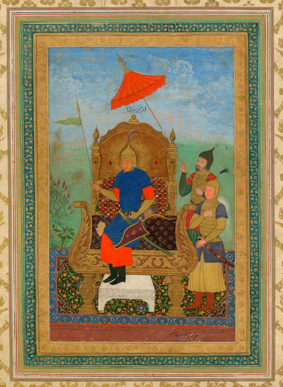 Portrét Tamerlána (1336-1405) (nebo Timur Lang, ""Timur chromý"") - Timur Khan od Anonymous / Soukromá sbírka / cca 1625 / Írán / Kvaš na papíře / Portrét / 43,7x30,7 od School Iranian