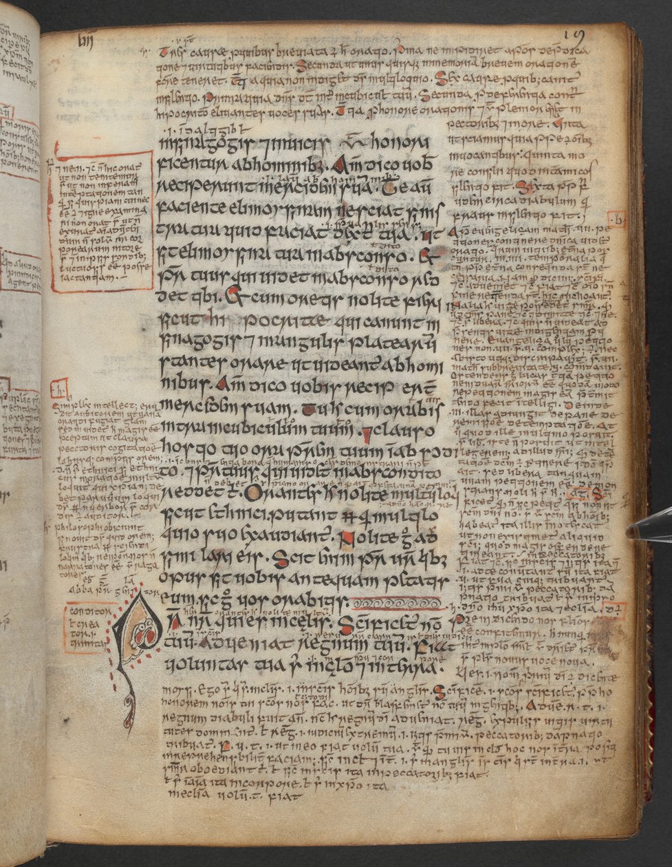 Harley 1802, f.19r, zdobená iniciála 