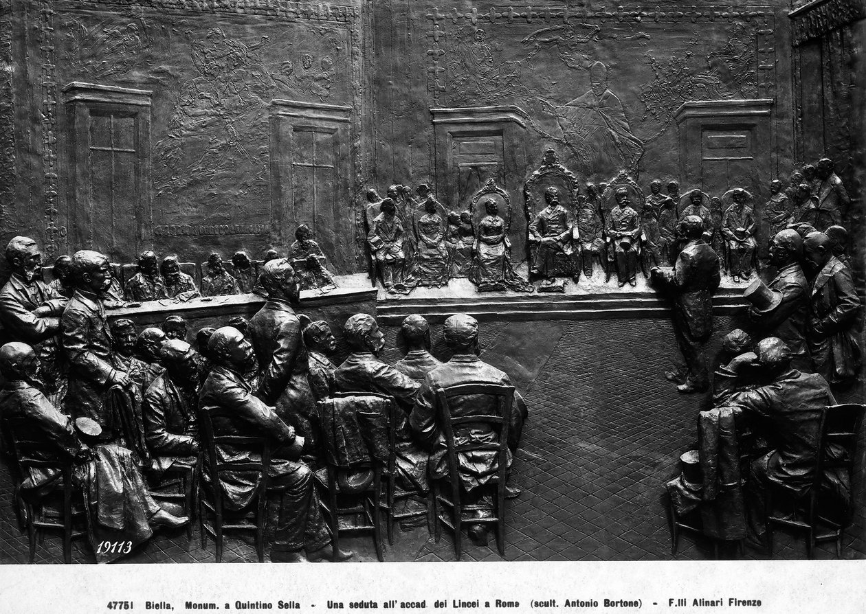 Zasedání Akademie Lincei v Římě (bronz) (černobílá fotografie) od School Italian