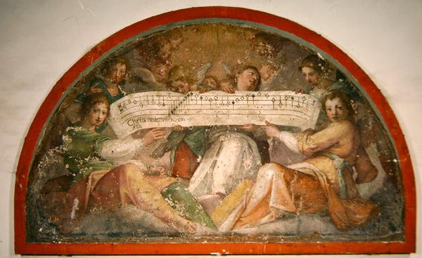 Andělé a hudební postavy (freska) od School Italian