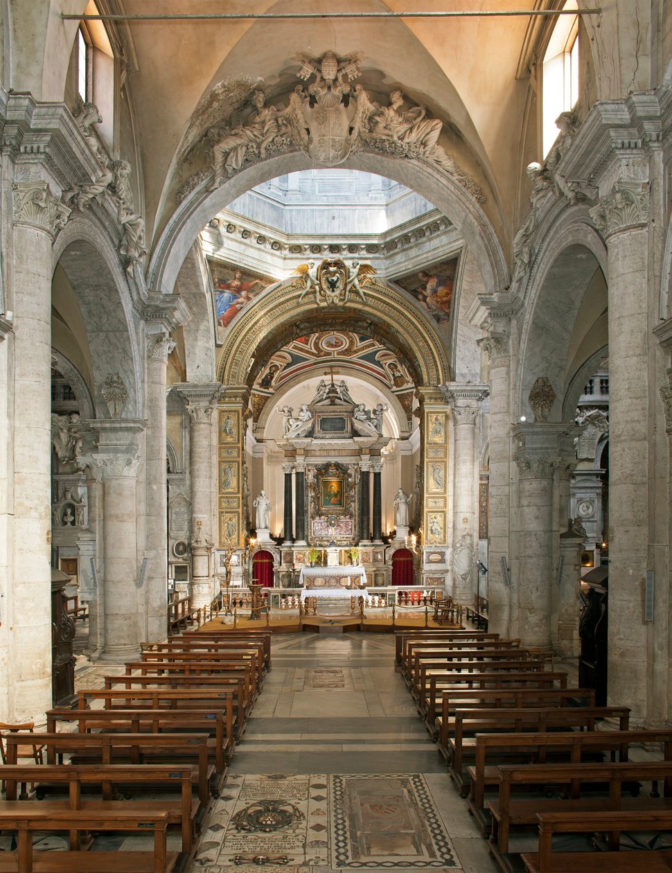 Vnitřní pohled na baziliku Santa Maria del Popolo (vnitřní pohled na kostel Santa Maria del Popolo) 15. až 17. století Řím Itálie od School Italian
