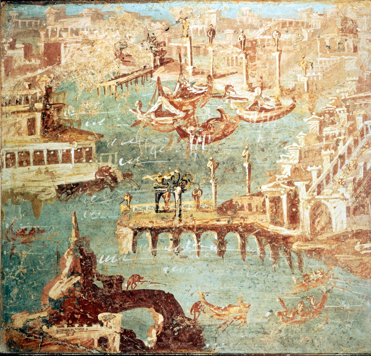 Přístav Pozzuoli (Pozzuoli) poblíž Neapole. Museo Nazionale de Naples od School Italian