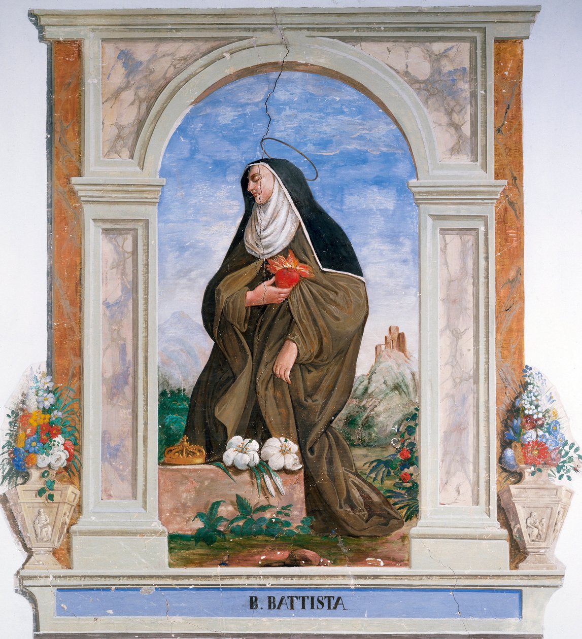 Reprezentace Camilly Battisty da Varano (1458-1524) Anonymní freska. Camerino, klášter Santa Chiara, Itálie od School Italian