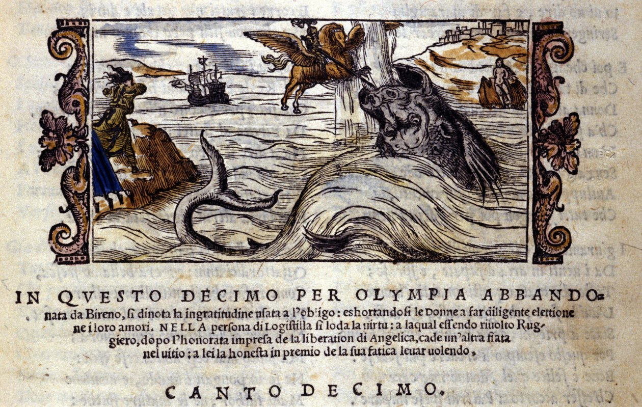 Scéna z rytířské básně „Orlando Furioso“ (Zuřivý Roland) od Ludovica Ariosta (1474 - 1533) X L