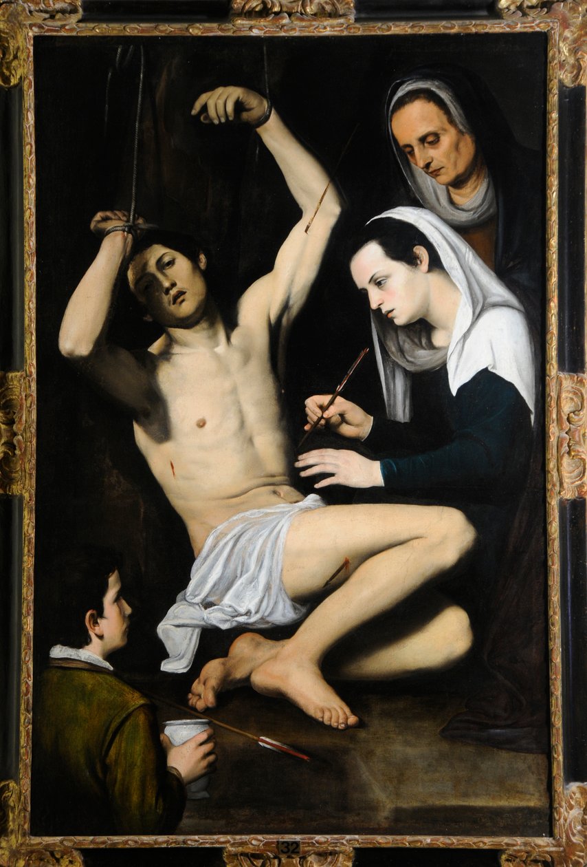 Svatý Šebestián obsluhovaný svatými ženami, cca 1590-1650 (olej na plátně) od School Italian