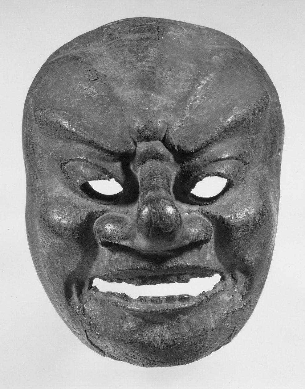 Bugaku Mask (dřevo se zbytky červených a černých pigmentů) od Japanese School