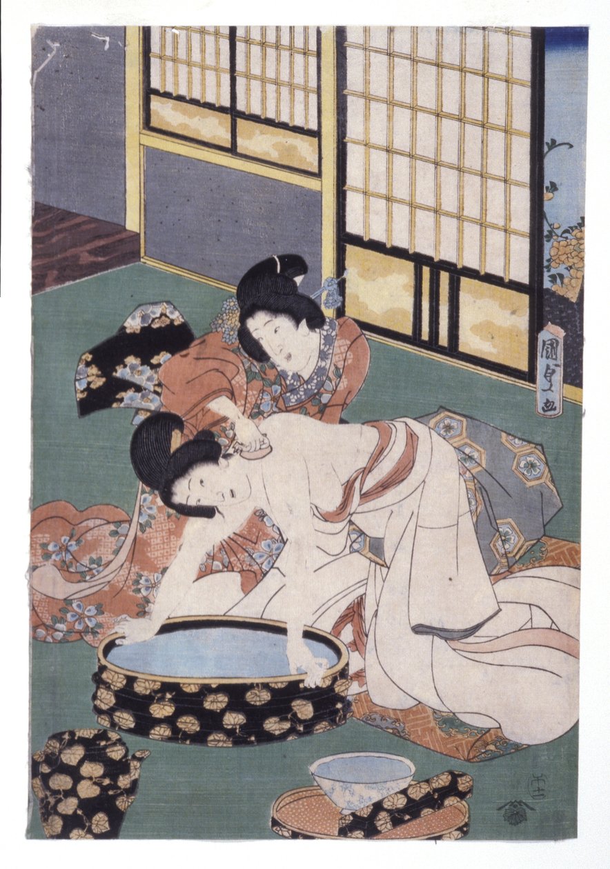 Doprovodný utírací prášek z ženského krku a ramen (barevný dřevoryt) od School Japanese