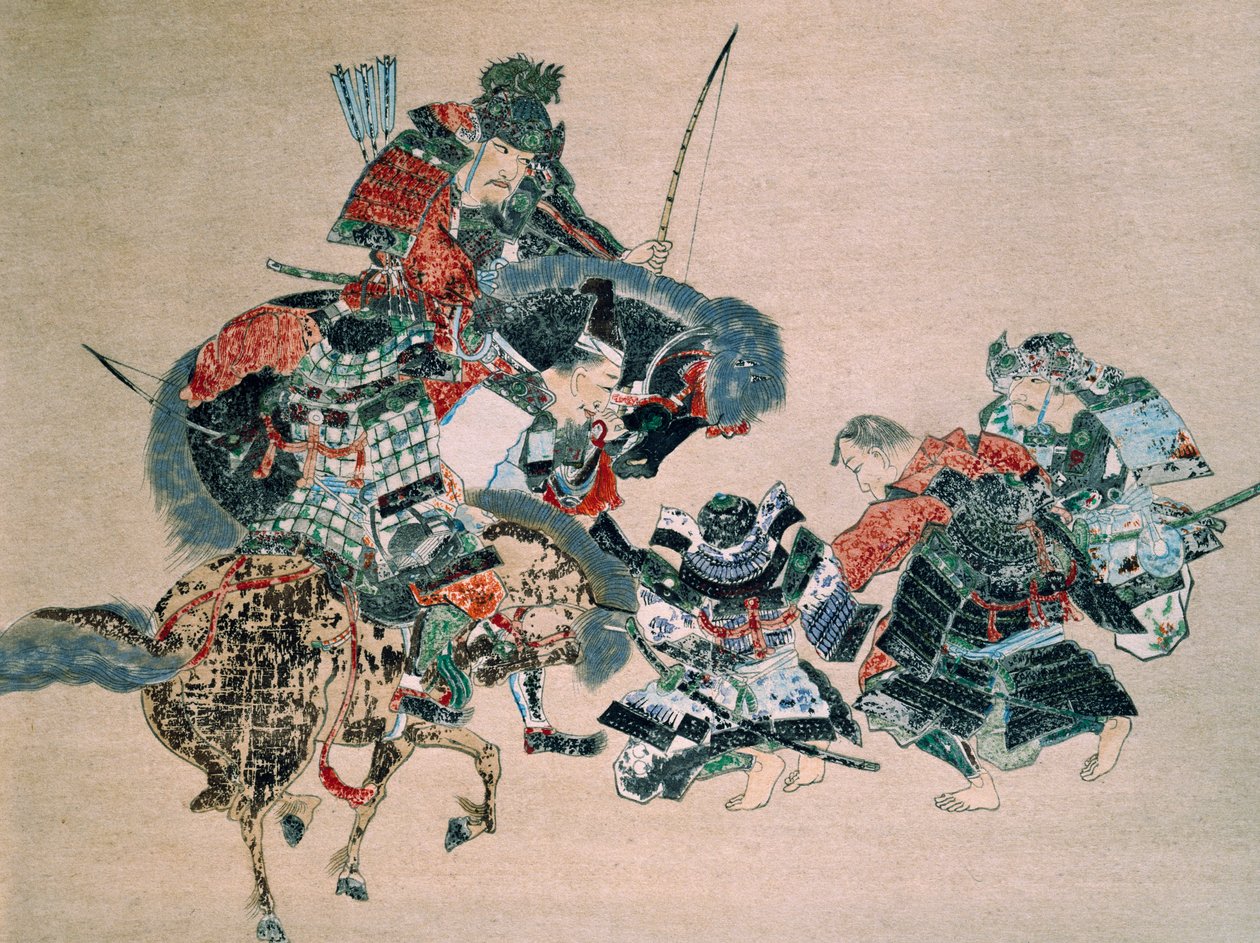 Boj s Mongoly (akvarel na papíře) od School Japanese