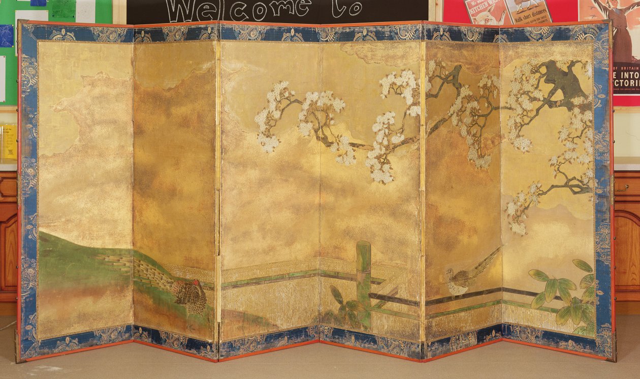 Jeden z dvojice malovaných obrazovek, japonský, konec 17. nebo počátek 18. století (pár viz 144894) od Japanese School