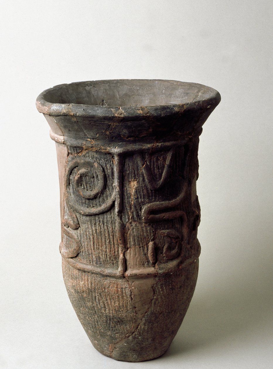 Terakotová nádoba z Chiba, období Jomon 13.-11. století před naším letopočtem od Japanese School