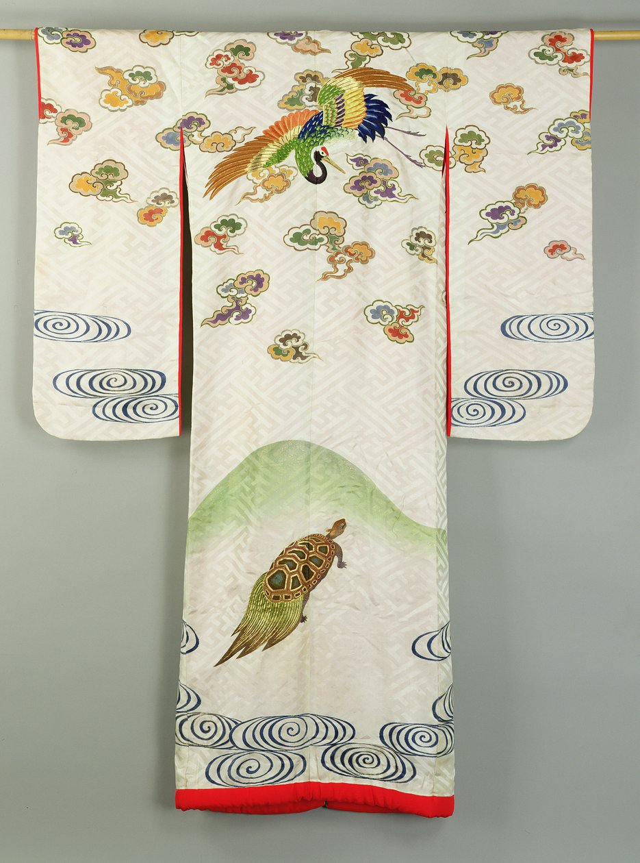 Svatební roucho Uchikake zdobené jeřábem a želvou (textil) od School Japanese