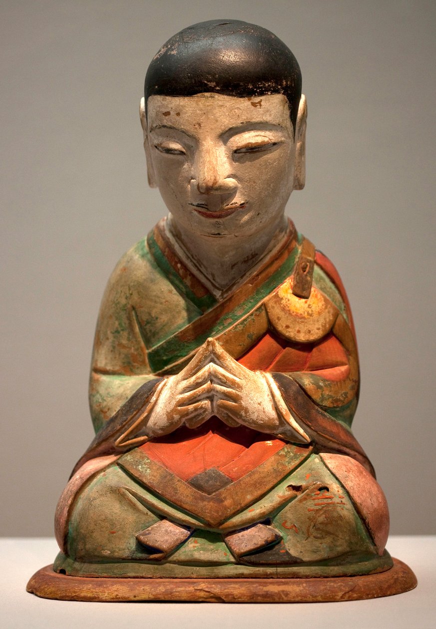 Arhat. Polychromované vyřezávané dřevo, období Joseon (Choson) od School Korean