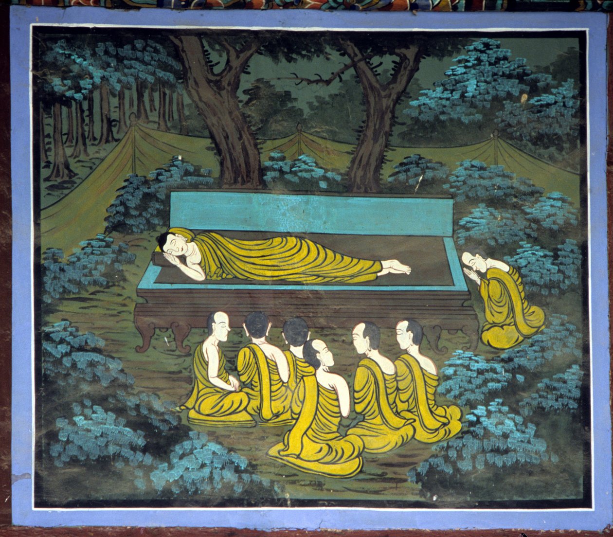Buddha a jeho studenti. Freska v chrámu Yongju, oblast Suwon, Korea. od School Korean
