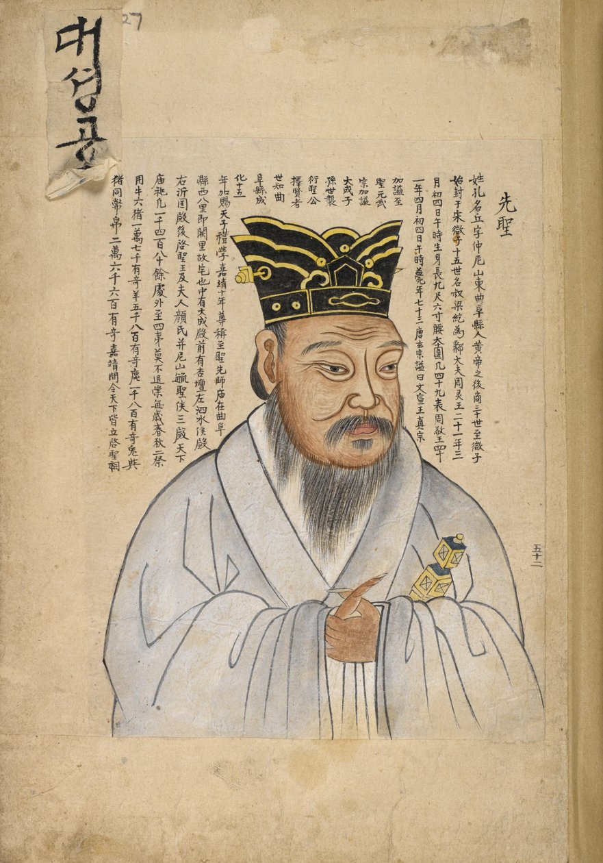 Konfucius, portrét čínského filozofa z korejského alba, 