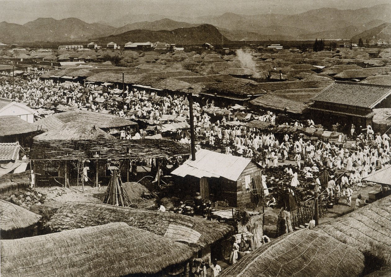 Pohled na tržiště v Daegu, Korea od School Korean