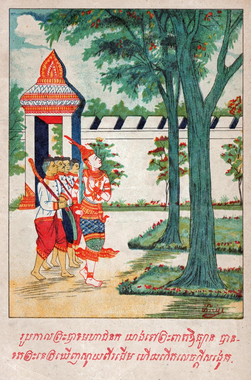 Mahajanaka Jataka. (rytina, cca 1910) od School Laotian