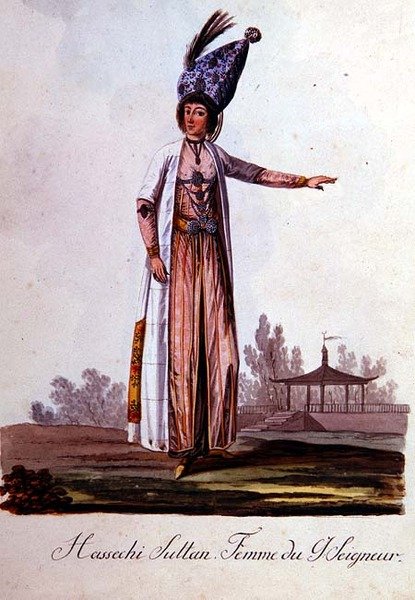 Sultánova žena, z alba tureckých kostýmů, konec 18. století (akvarel) od School Levantine
