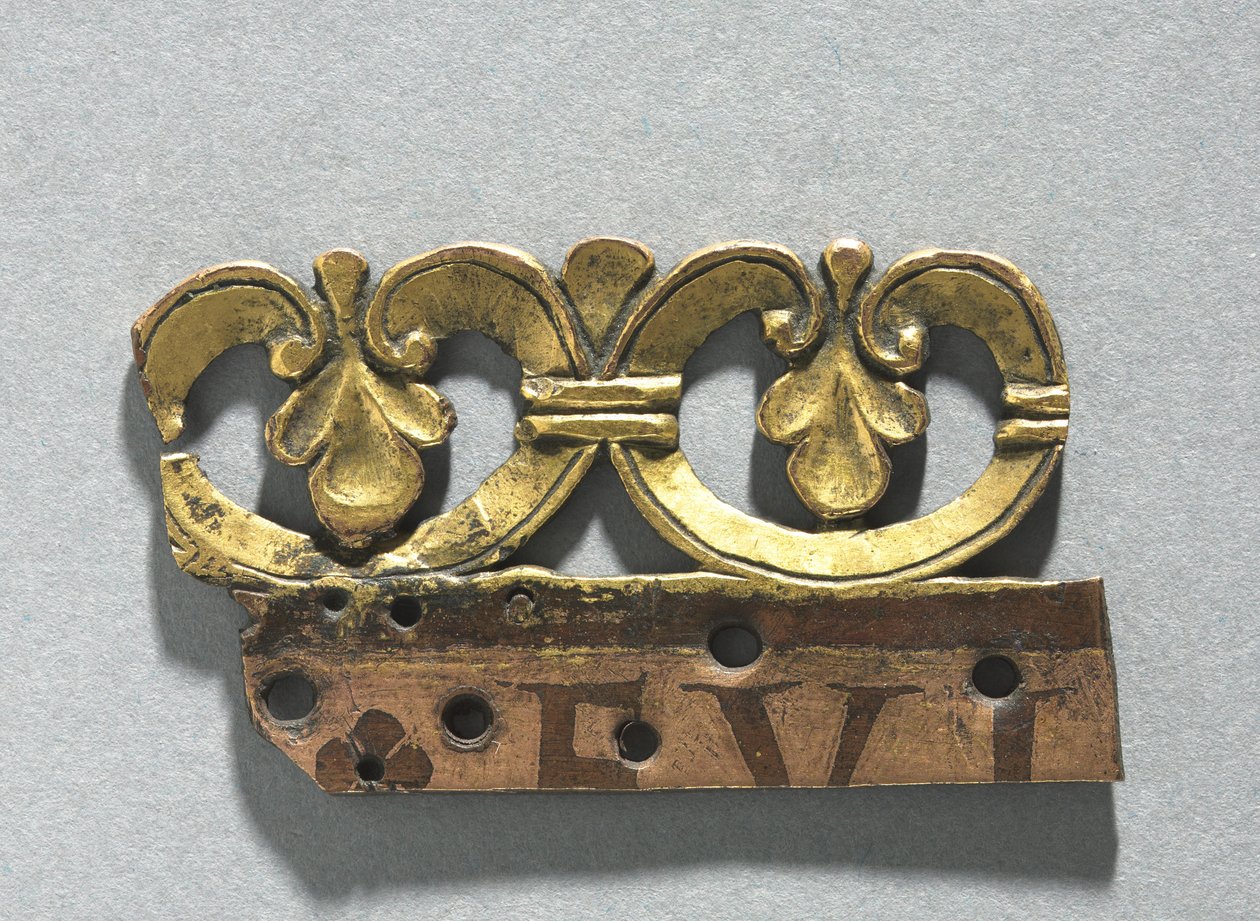 Fragment ozdobného hřebene z relikviářové svatyně, kolem 1165-1180 (zlacená měď, email brun (hnědý smalt)) od School Mosan