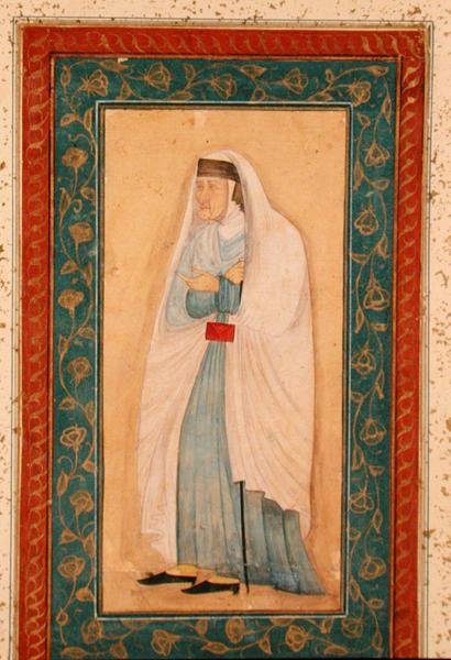 Stará žena v westernizovaných šatech z Velkého alba Clive, kolem roku 1760 od School Mughal