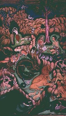 Laila a Majnun v krajině, Johnson Album X, č. 10, cca 1760-70 (kvaš se zlatem na listu alba) od School Mughal
