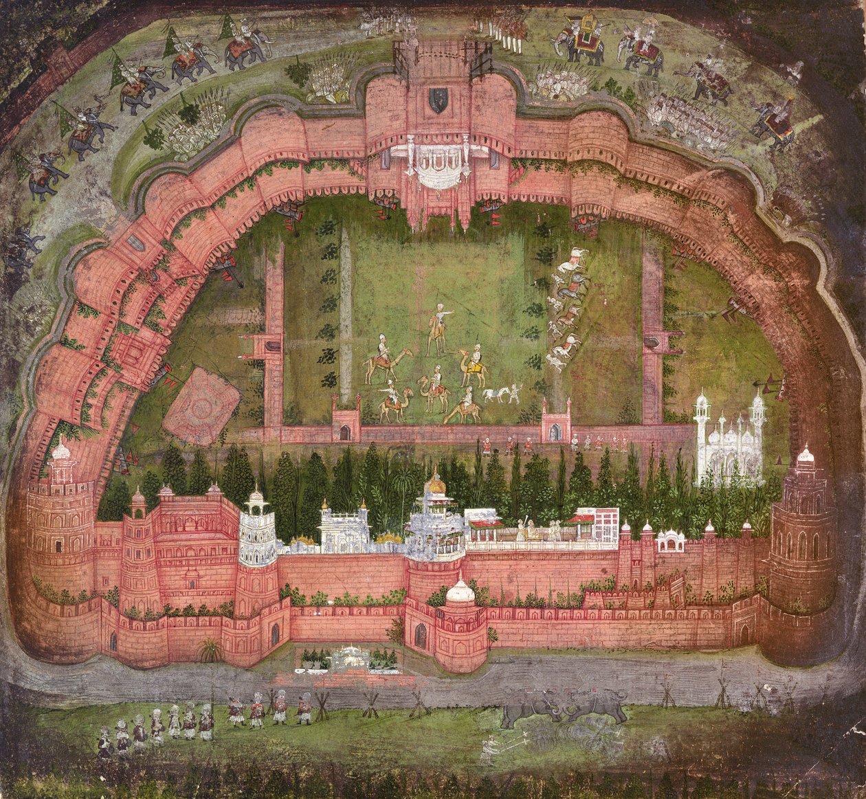 The Red Fort, Agra, Johnson Album VII č.1 číslo 11, cca 1750 (kvaš na papíře) od School Mughal