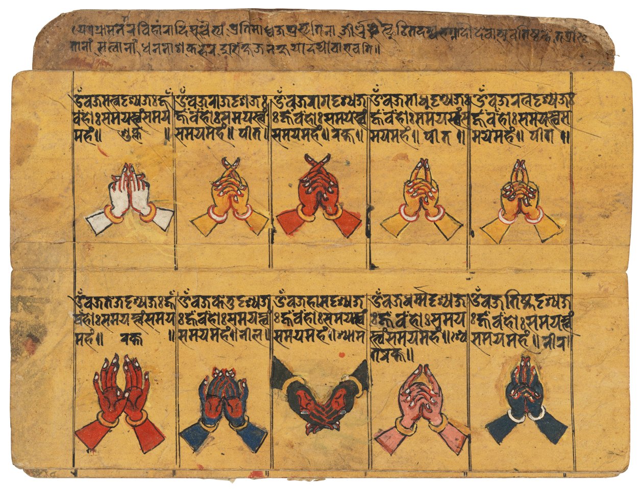 Rukopis Thyasapu s ikonografickými ilustracemi mudr, Nepál od School Nepalese
