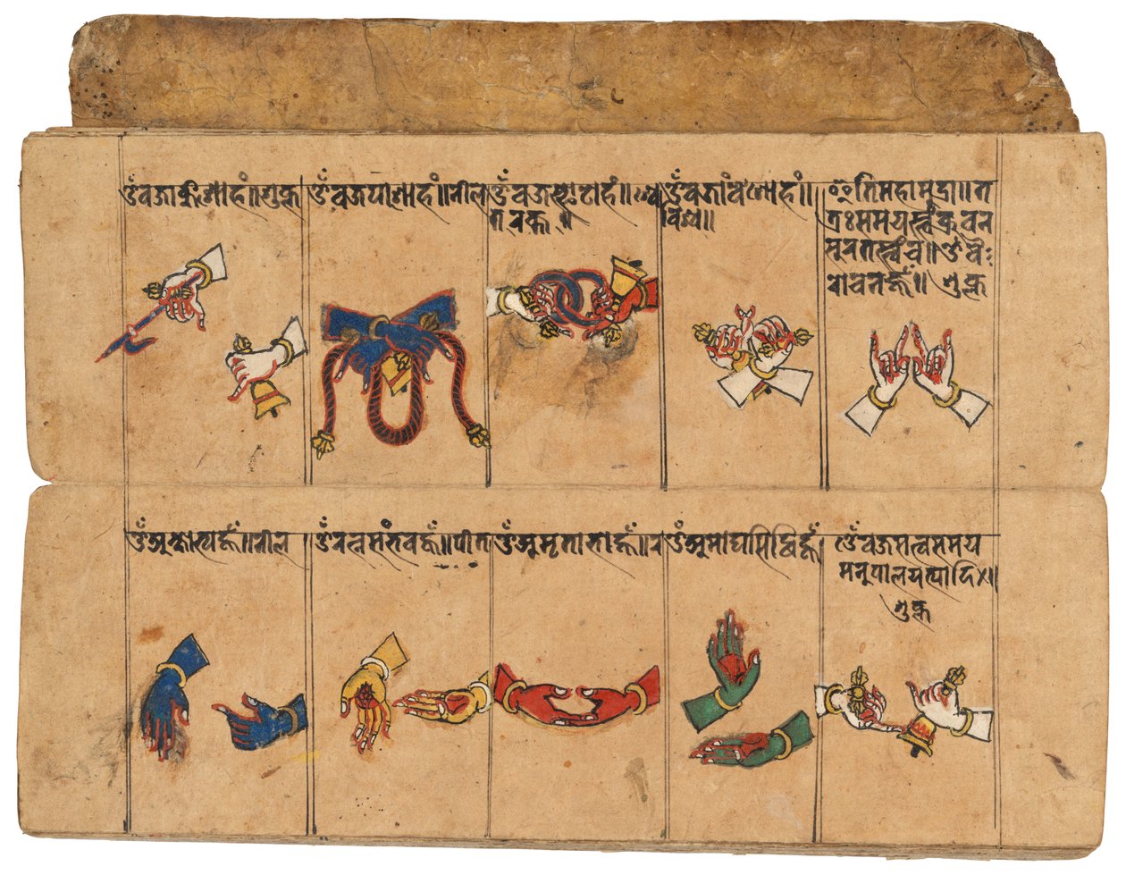 Rukopis Thyasapu s ikonografickými ilustracemi mudr, Nepál od School Nepalese