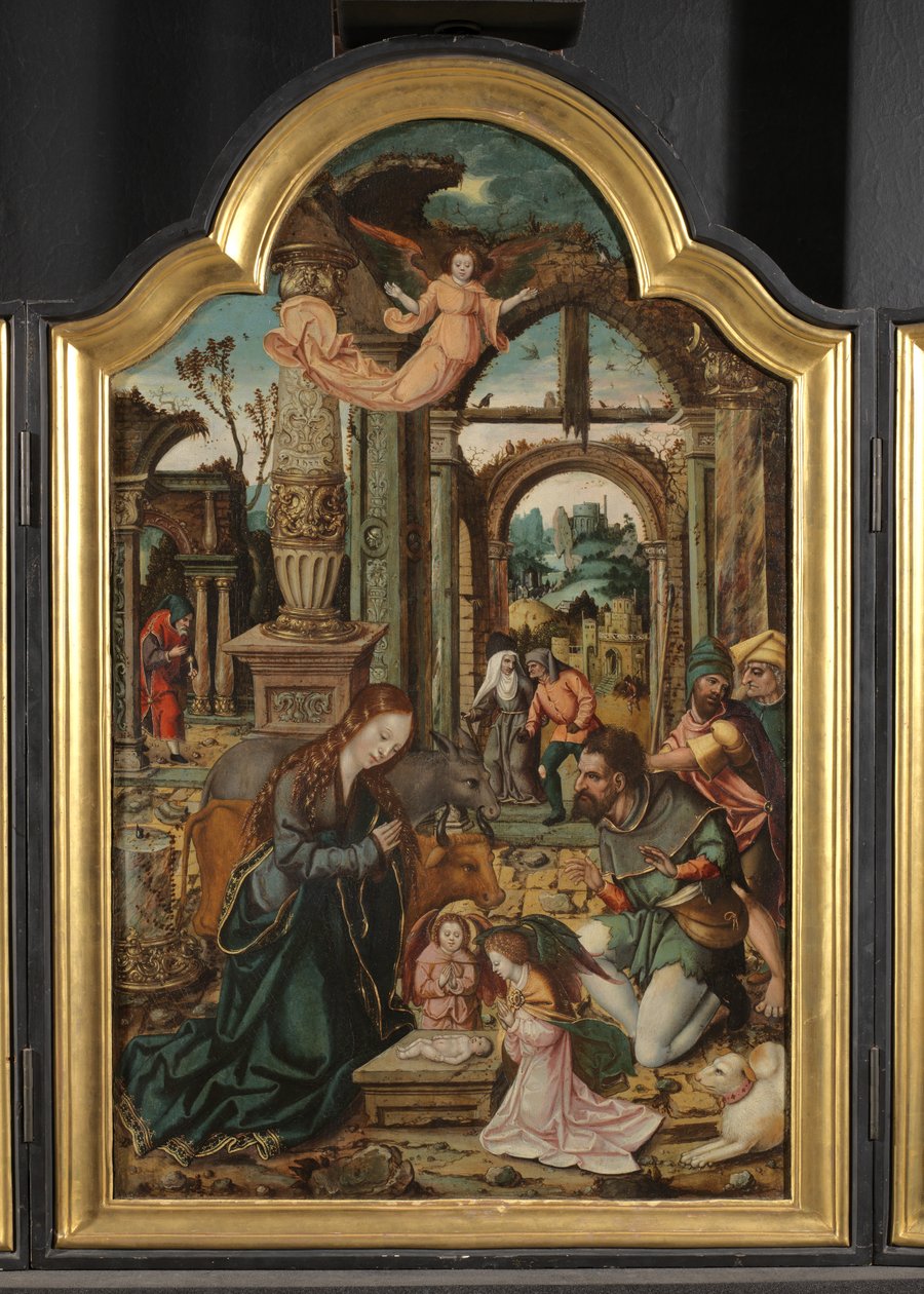 Klanění pastýřů (střední panel triptychu) od School Netherlandish