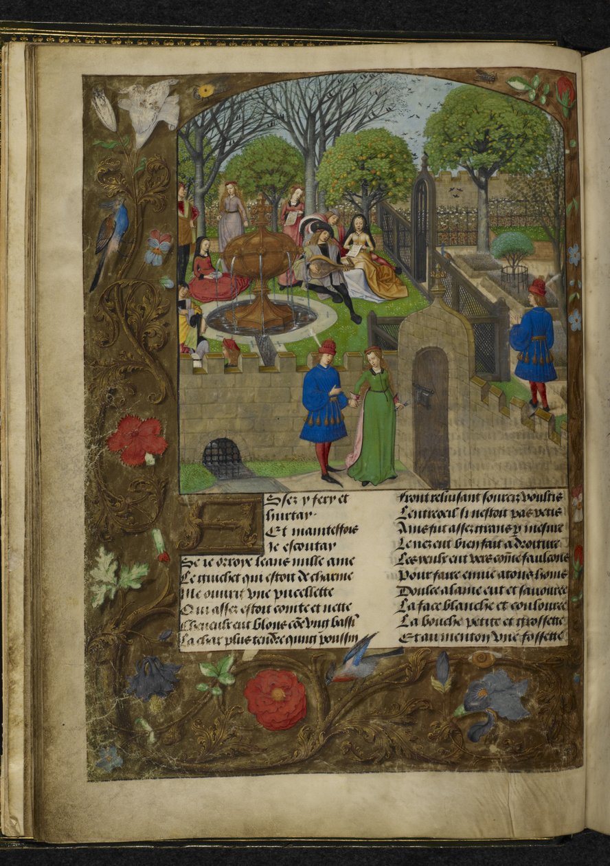 Harley 4425 f. 12v Garden of Pleasure (vellum) od School Netherlandish