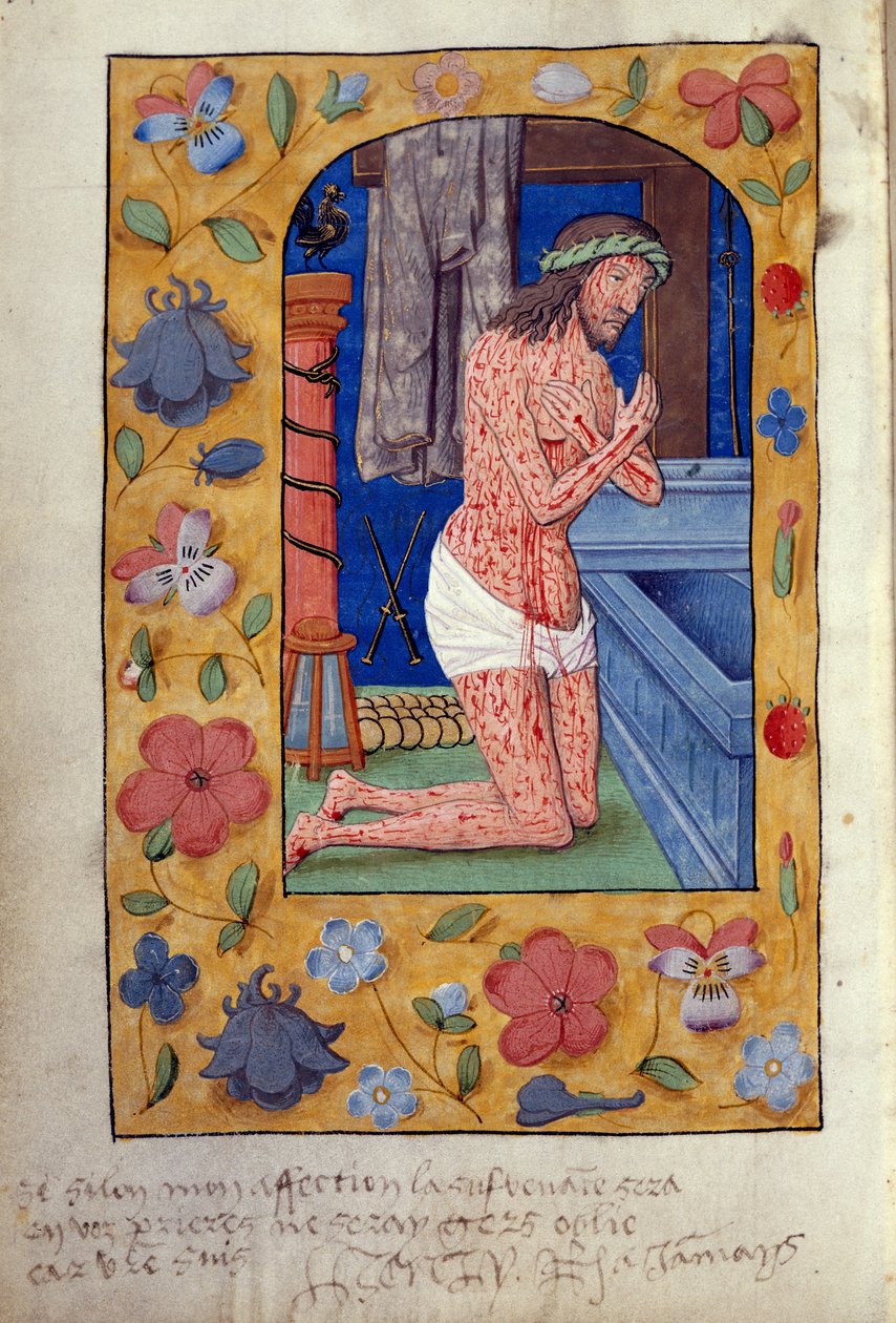 Kings 9 f.231v Kristus klečí u otevřené hrobky (vellum) od School Netherlandish