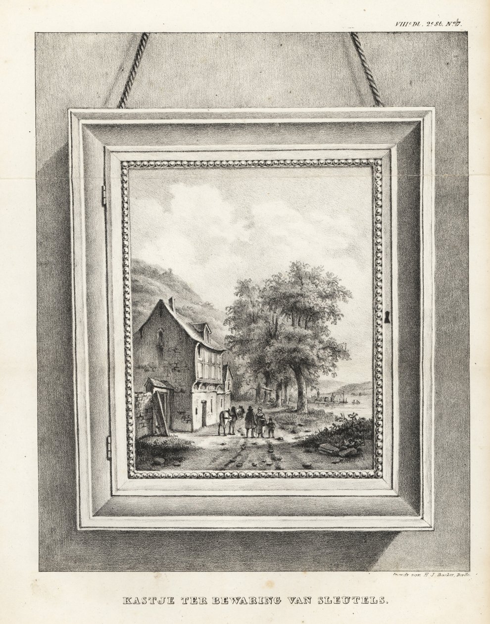 Skříňka pro uložení klíčů ukrytá v rámečku na šířku od School Netherlandish