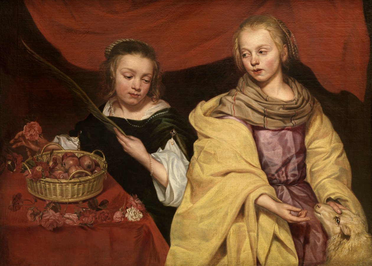 Svaté Anežky Římské a Dorothea Caesarea (olej na desce) od School Netherlandish