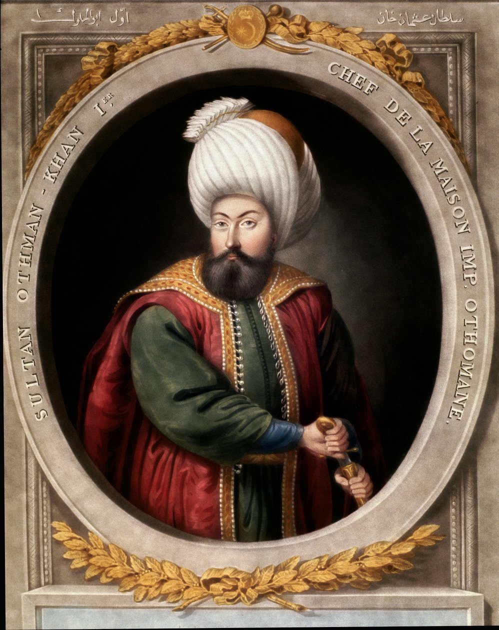 Osmanská říše: portrét prvního osmanského sultána Osmana I. (1299-1326). Istanbulská knihovna Topkapi Sarayi od School Ottoman