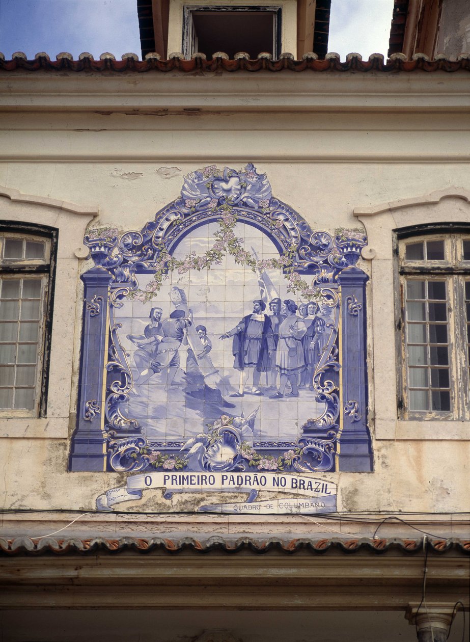 Objevil Brazílii v roce 1500 Pedro Alvares Cabral (1467/8- cca 1520). Dlaždice v okolí Lisabonu. od School Portuguese