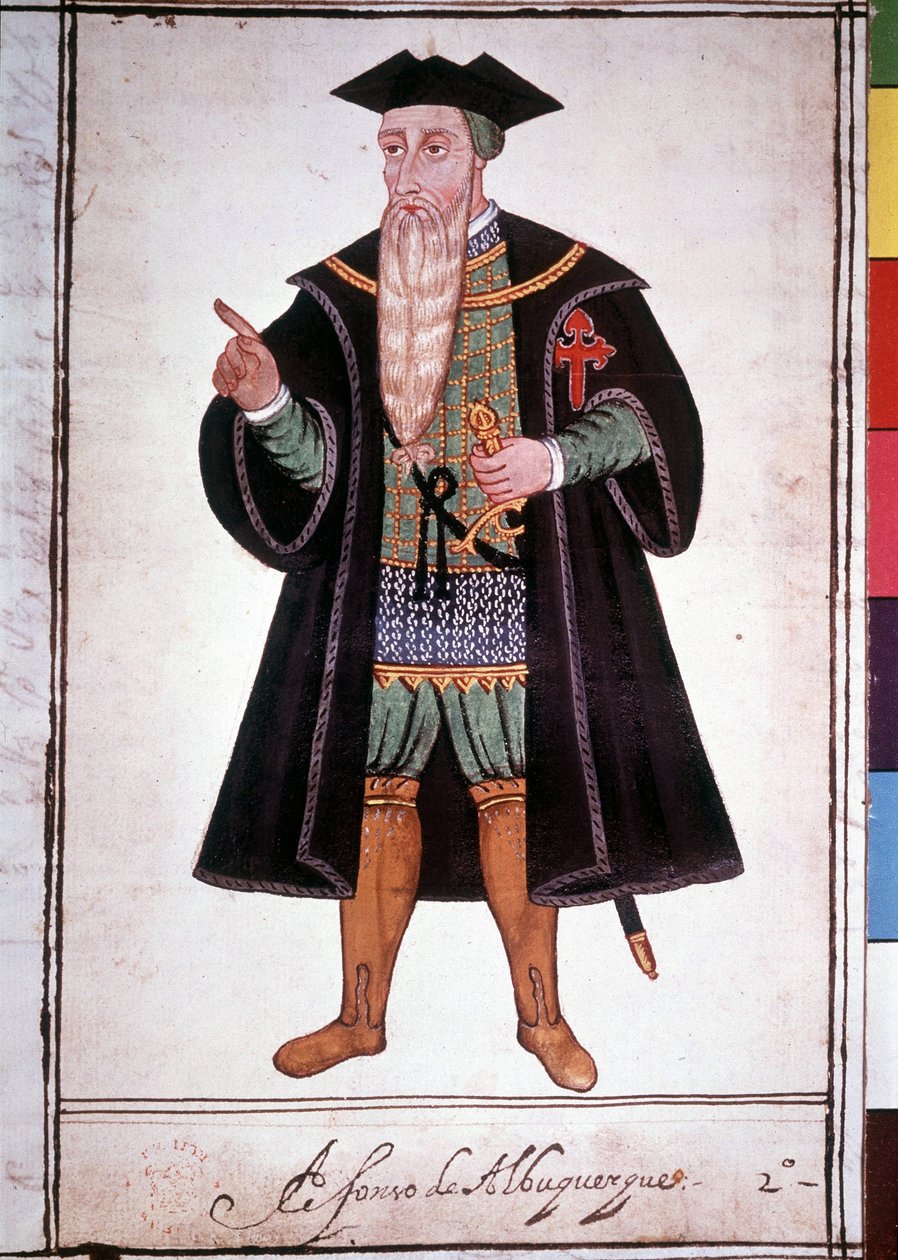 Portrét Alphonse (Alfonso nebo Afonso) od Albuquerque (1453 - 1515). Portugalský rukopis z 15. století. od School Portuguese
