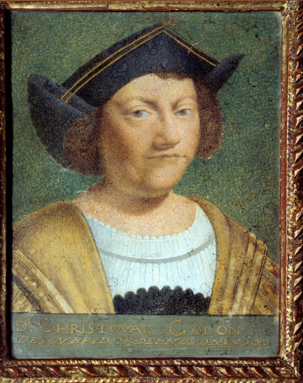 Portrét mořeplavce Kryštofa Kolumba (1451-1506) Malba na velínovém papíře portugalské školy od School Portuguese