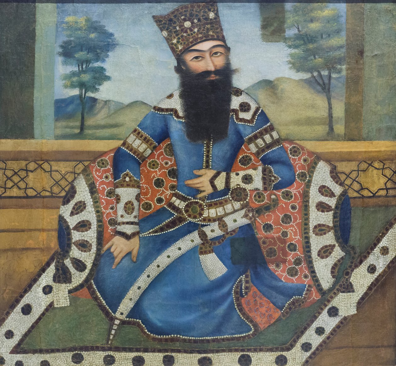 Portrét Fath Aliho šáha, neznámý autor (olej na plátně) od School Qajar