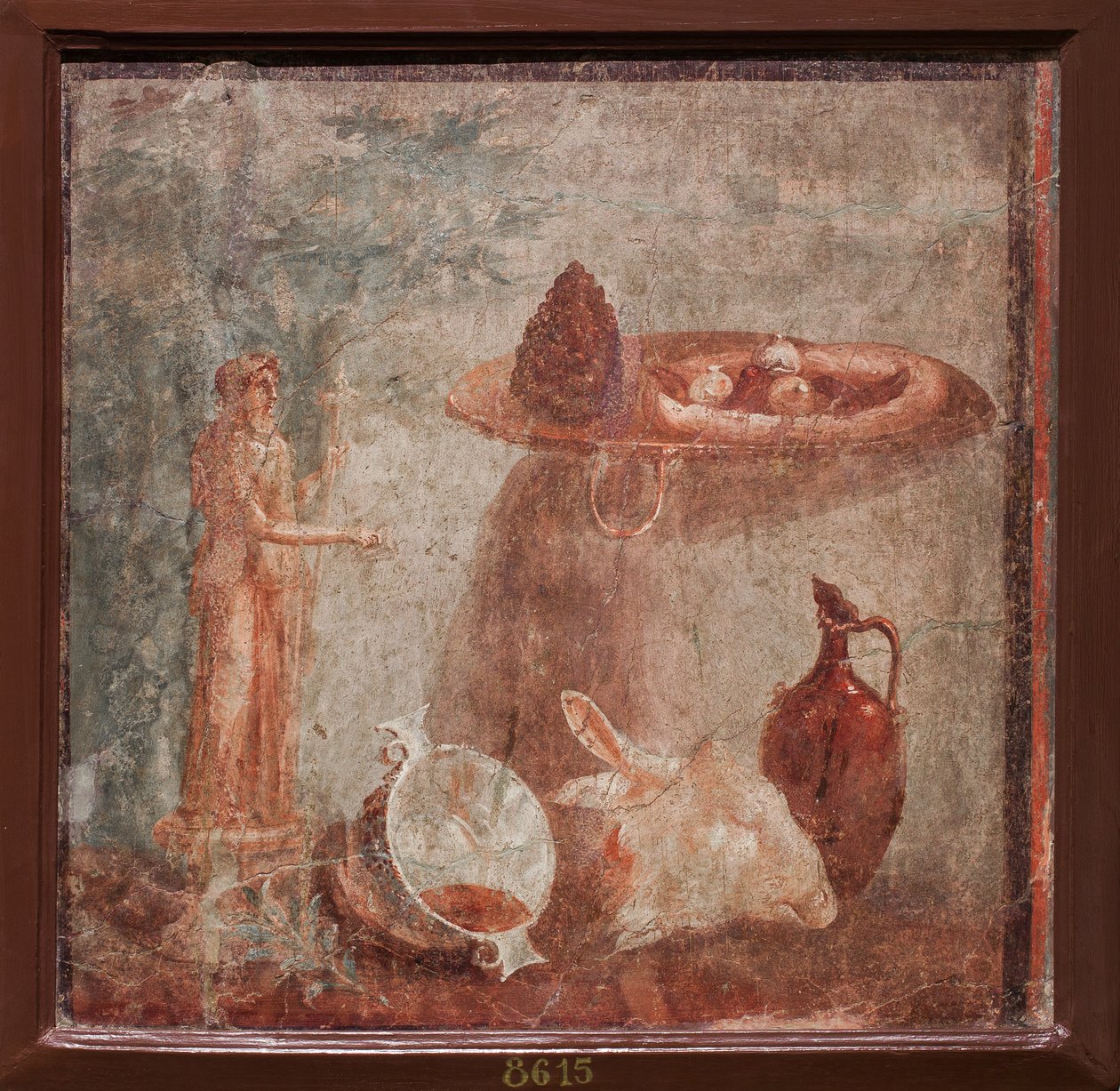 Socha Dionýsa, kozí hlava a ovoce, Herkulaneum od School Roman