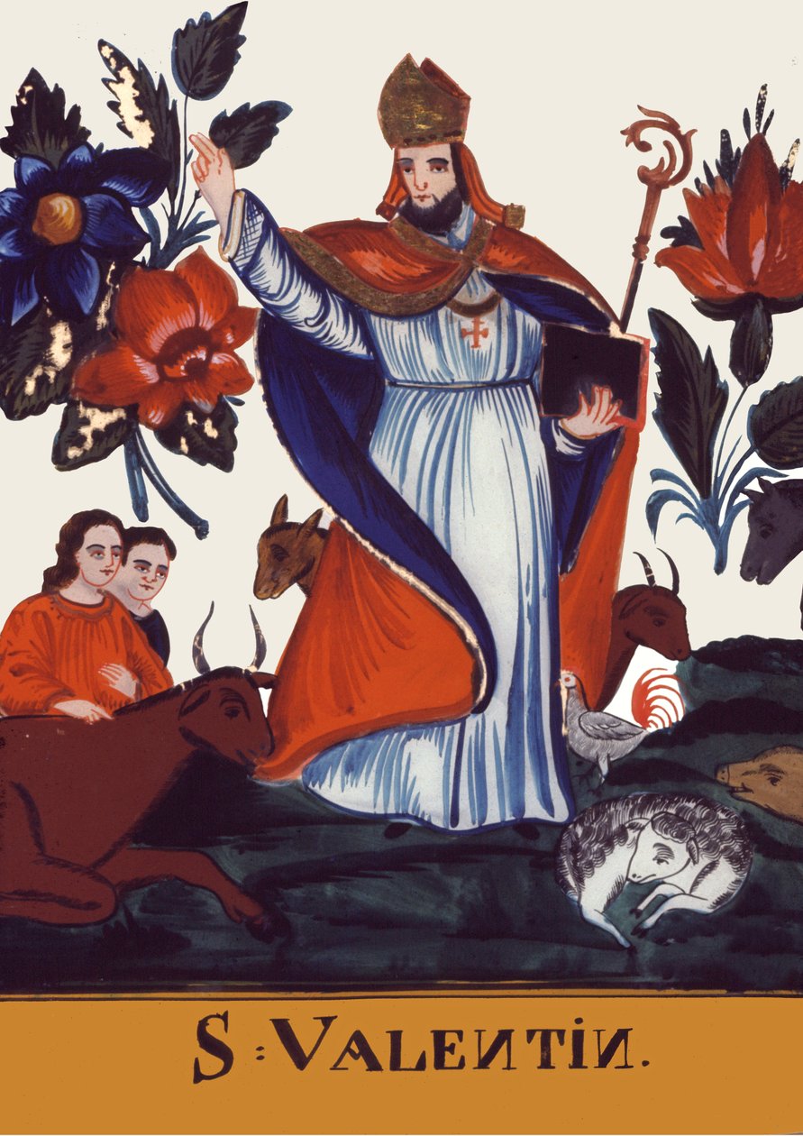 Valentýn. Valentýn. (Skleněná malba, 2. polovina 19. století) od School Romanian