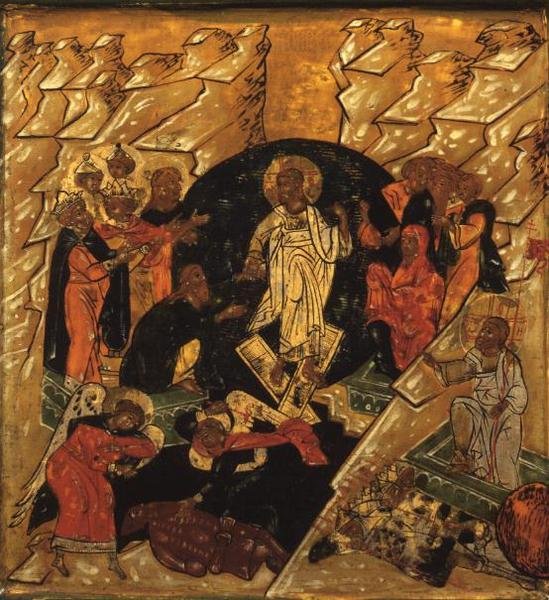 Anastasis (Kristův sestup do pekla), ruská ikona, konec 17. století od School Russian