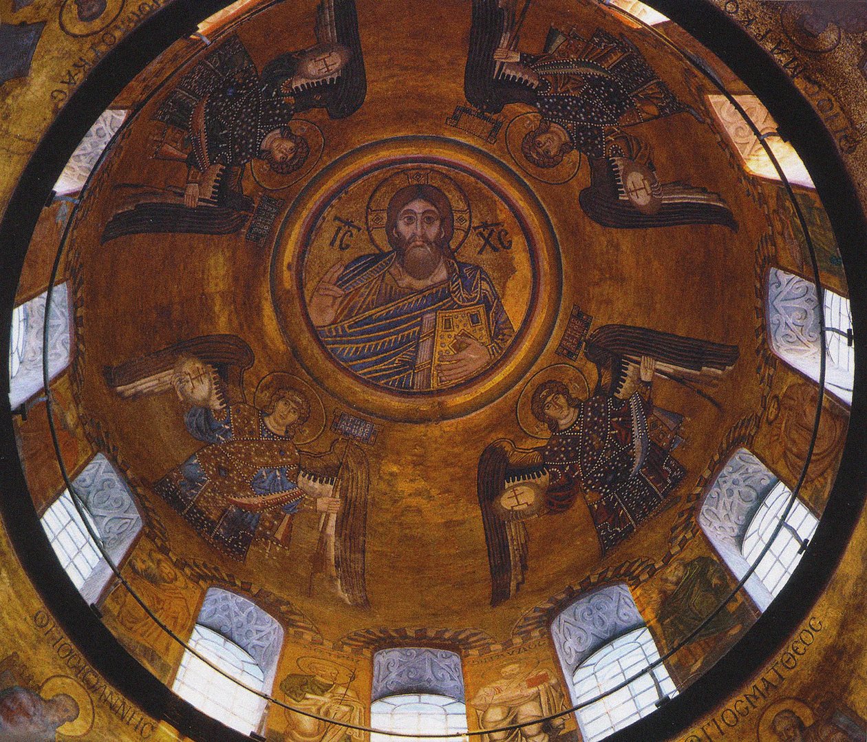 Kristus Pantokrator s archanděly (mozaika) od School Russian